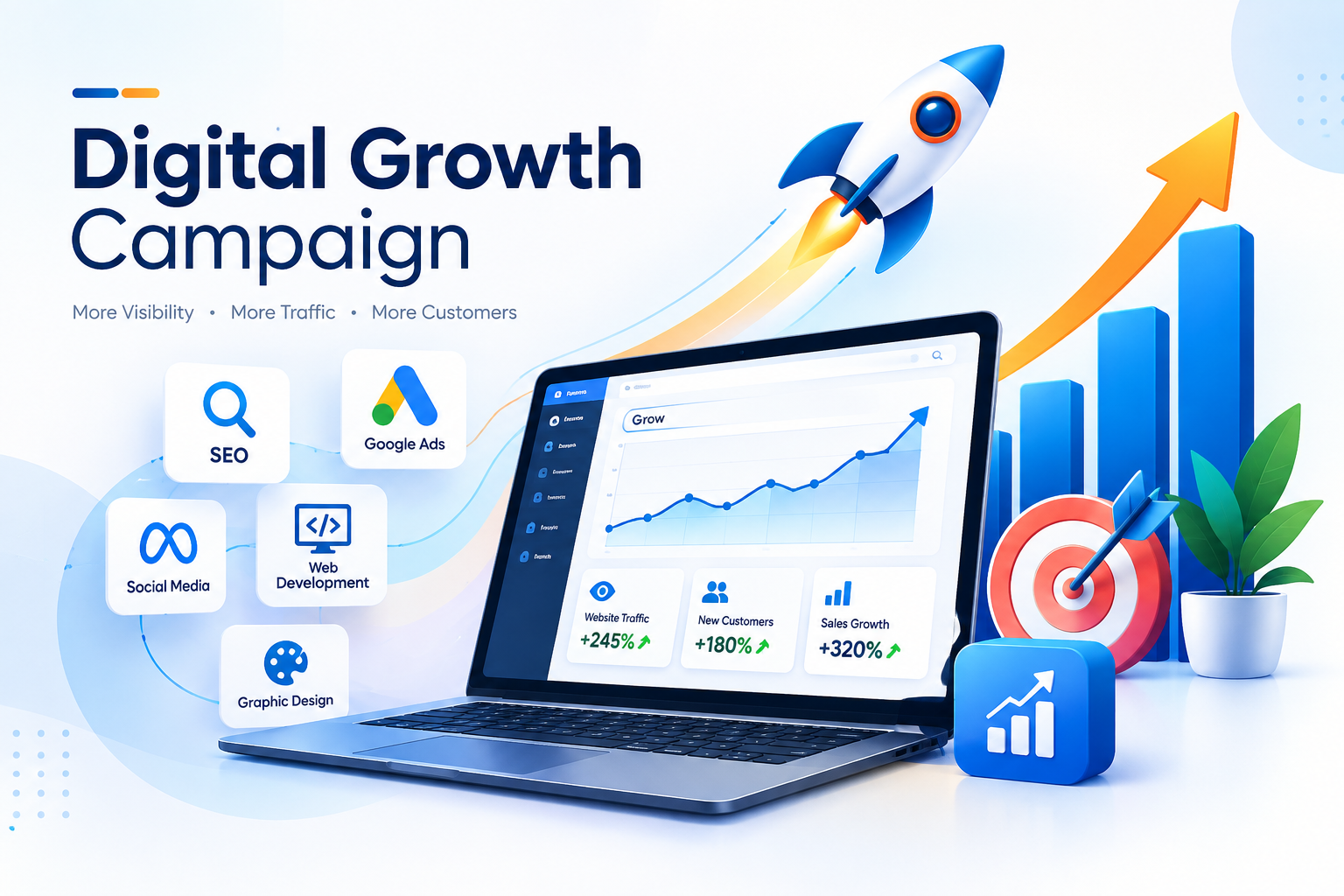 Digital growth campaign for online visibility, traffic, and customer growth